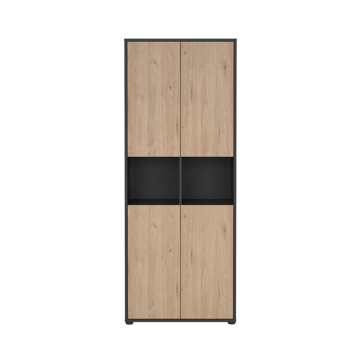 Aktenschrank Sign Grau/Eichefarben, B: 79,6 cm - Eichefarben/Grau, MODERN, Holzwerkstoff (79,6/207,7/34,3cm) - MID.YOU