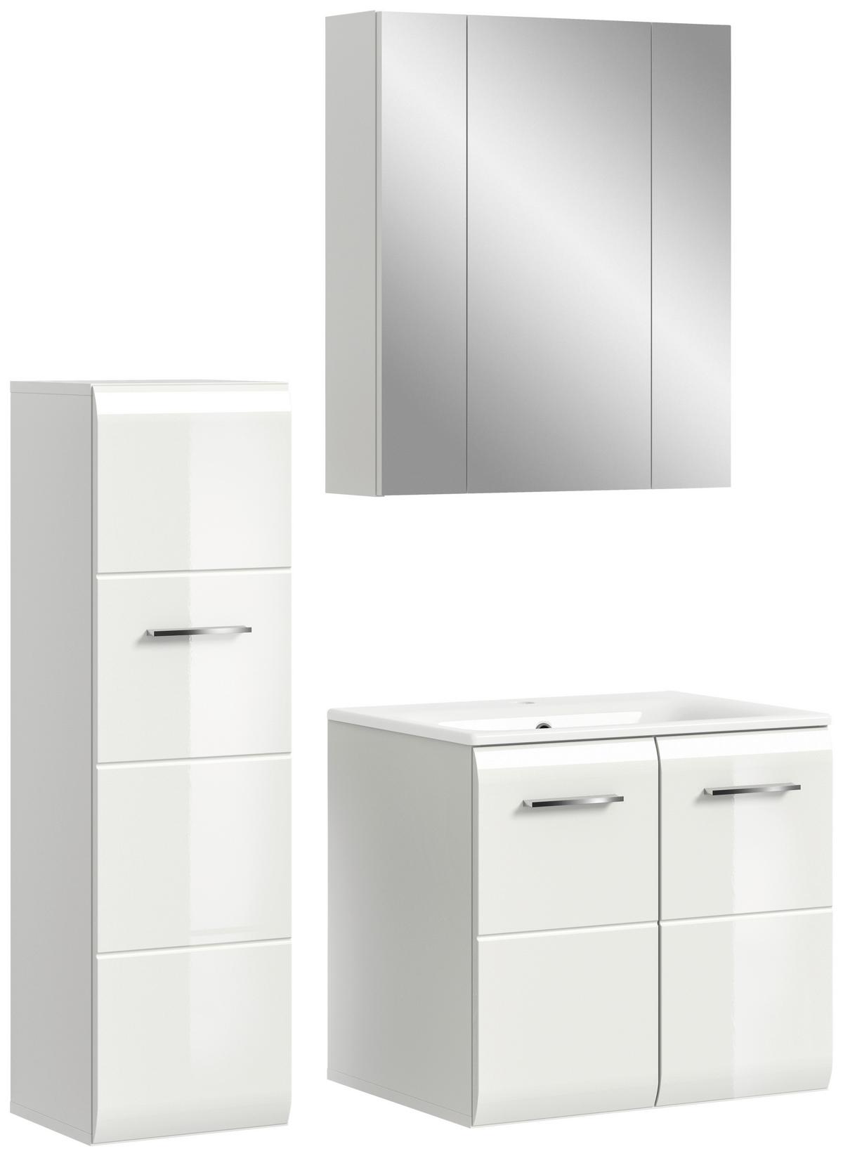 Badezimmer Ice Weiß Hg B: 90 Cm - Weiß Hochglanz/Schwarz, MODERN, Keramik/Holzwerkstoff (90/165/30cm) - MID.YOU