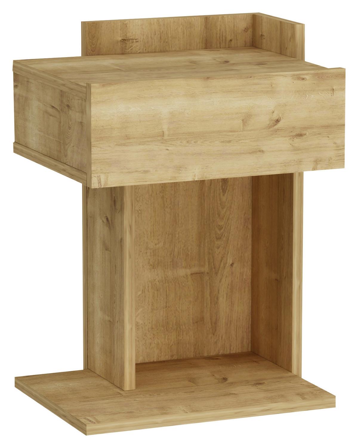 Nachtkästchen, Eiche Dekor H: 55 cm, Herakles - Eichefarben, Design, Holzwerkstoff (41,4/55/33,2cm) - MID.YOU