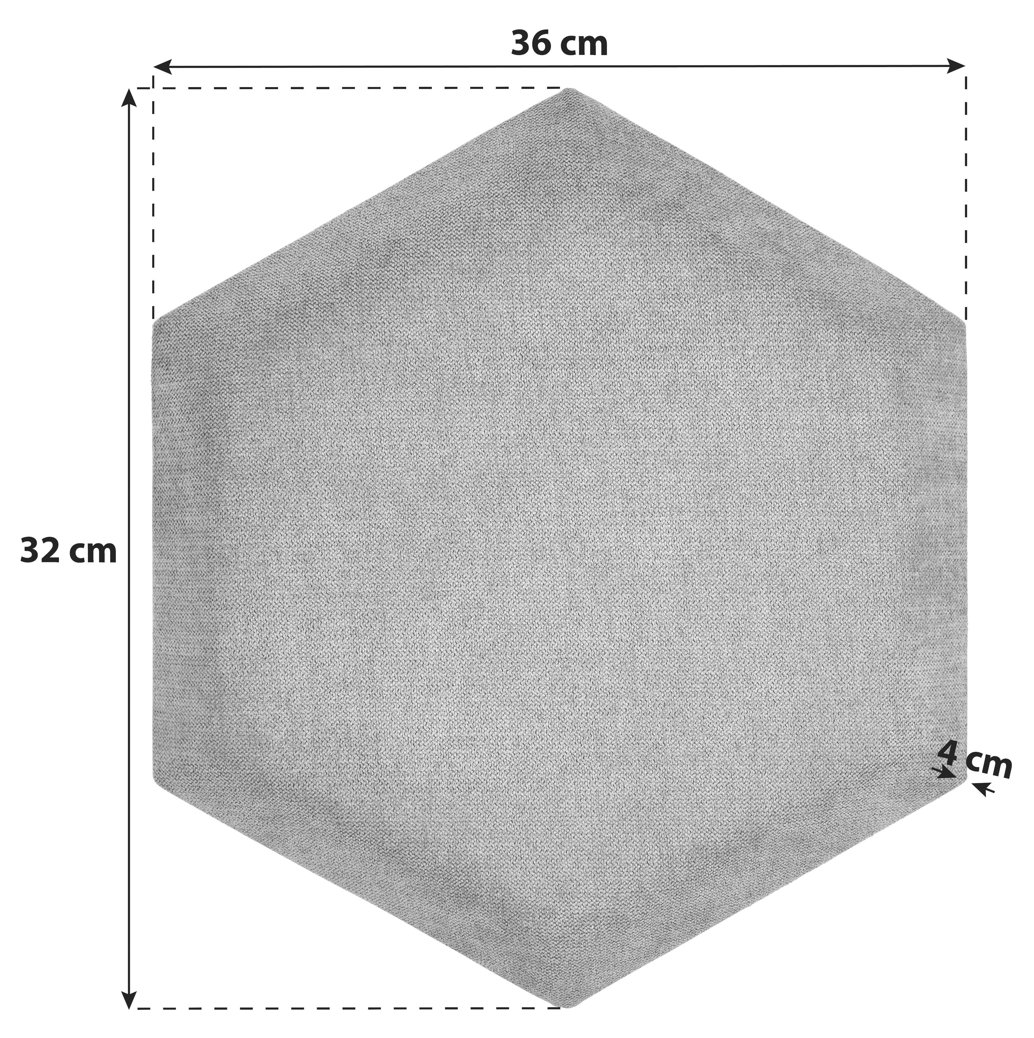 čalúnený panel 2ks, 36x32cm hexagon, bordová - bordová, Basics, textil (36/32/4cm) - MID.YOU