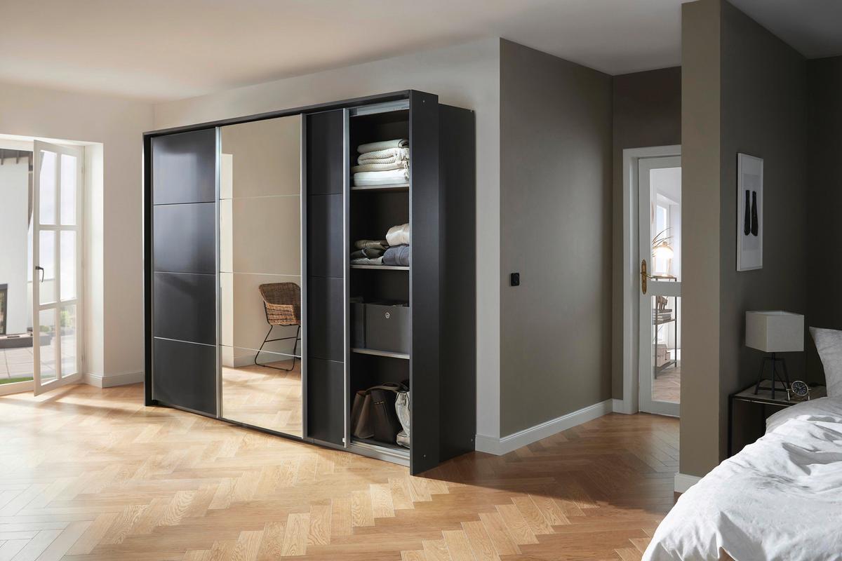 Skriňa s posuvnými dverami MIAMI, Š/V/H:cca 203/210/62cm - sivá/hliníková, Modern, kov/kompozitné drevo (203/210/62cm)