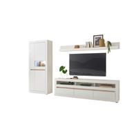 Wohnwand Chester Weiß/Eichefarben B: 312cm - Eichefarben/Silberfarben, Design, Holzwerkstoff (312/198/42cm) - MID.YOU