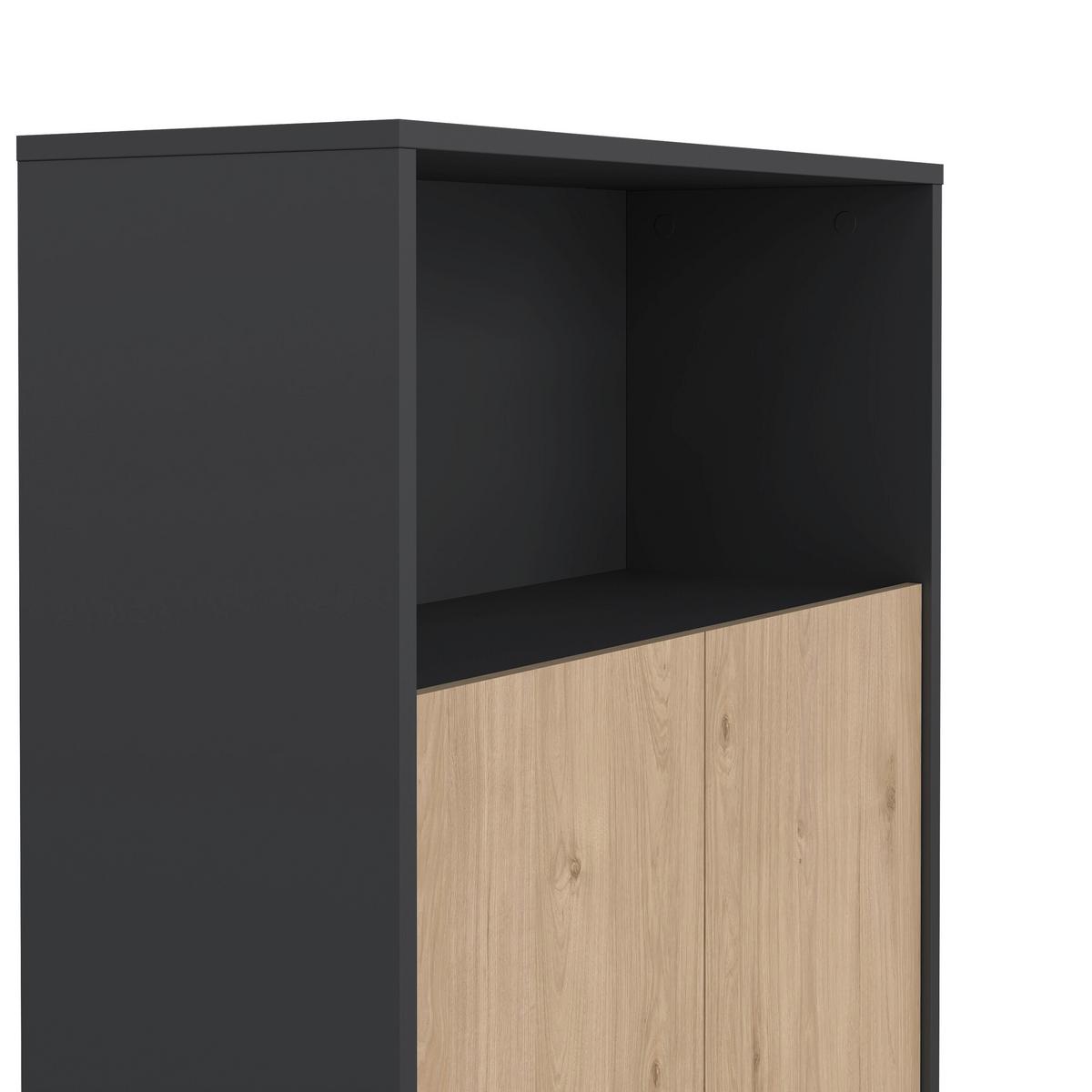 Highboard Sign Grau/Eichefarben, L: 79,6 cm - Eichefarben/Schwarz, MODERN, Holzwerkstoff (79,6/34,3/123,6cm) - MID.YOU