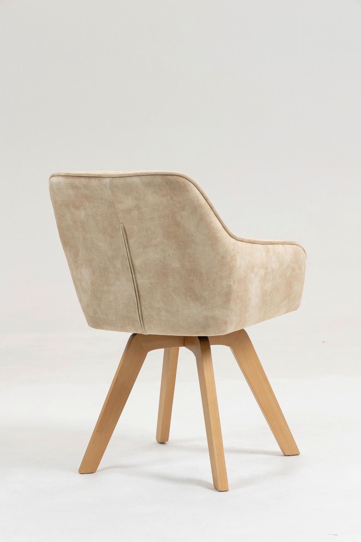 Armlehnstuhl Hanna Beige, Sitzfl. 180° Drehb. - Beige/Buchefarben, KONVENTIONELL, Holz/Textil (63/83/63cm)