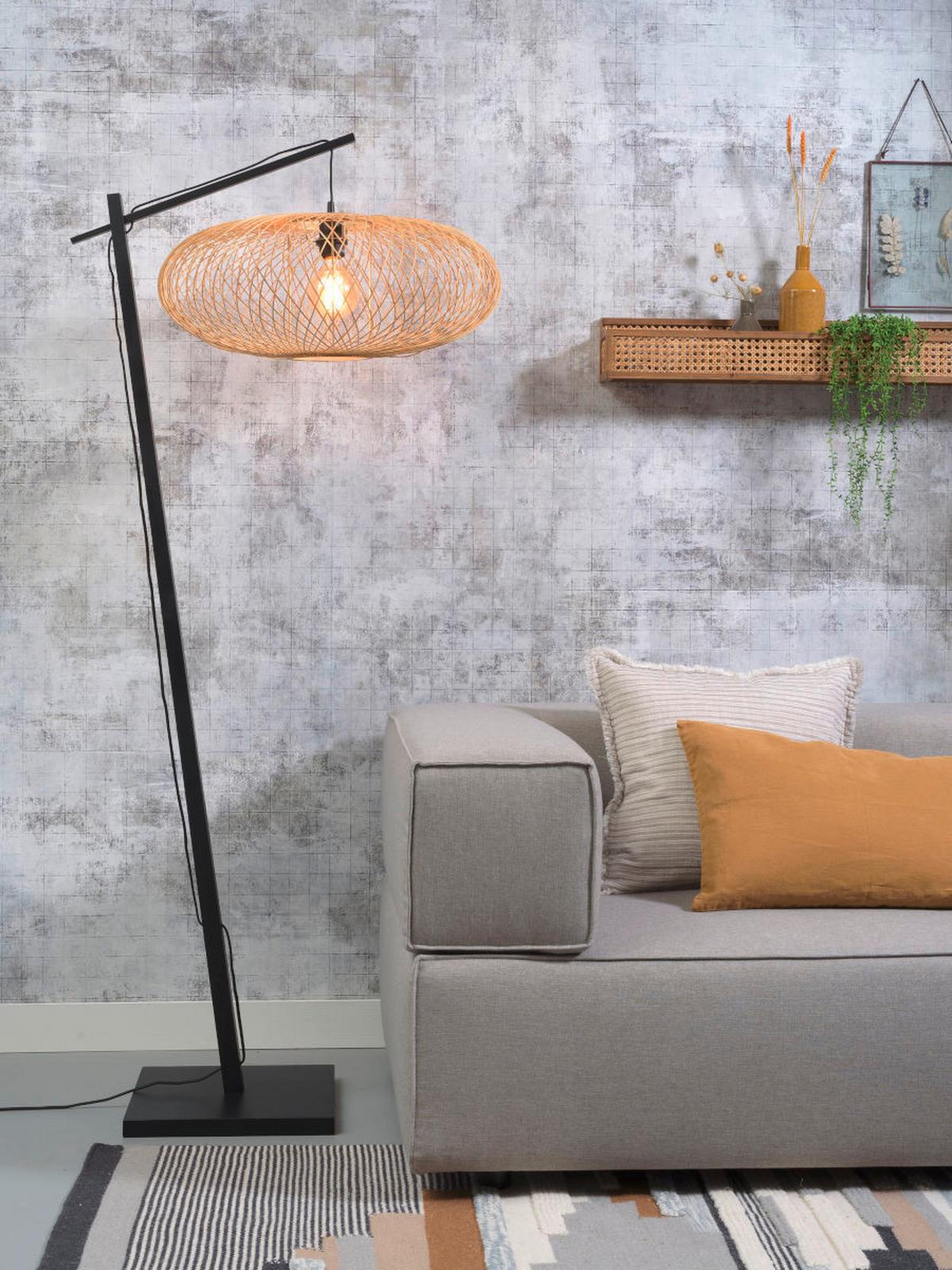 Stehleuchte Cango/F/Ad/B/6025/N - Schwarz/Naturfarben, Trend (176/60/80cm) - Good & Mojo