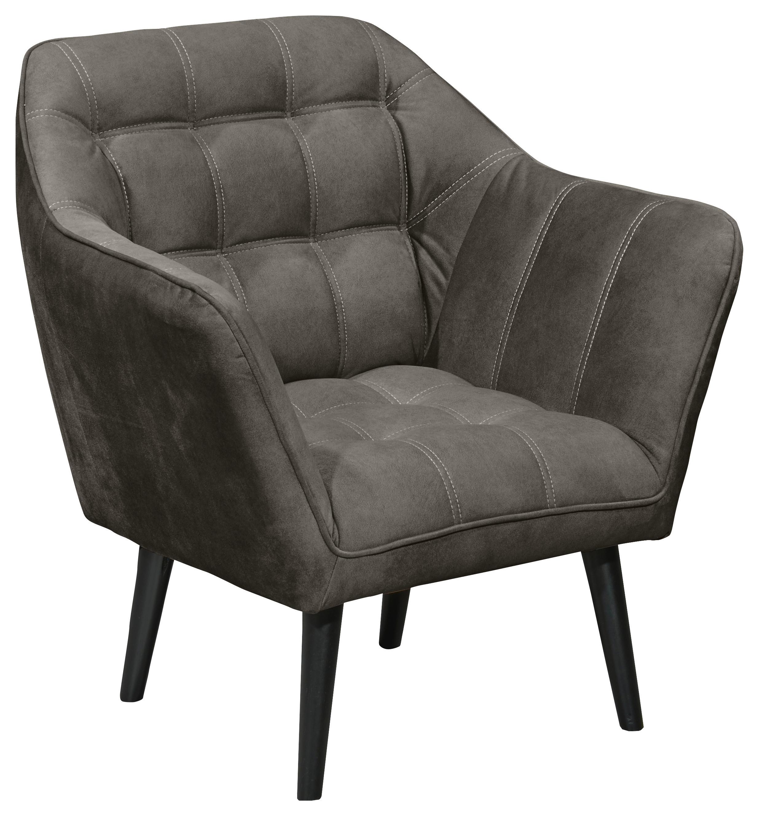 Polstersessel mit Armlehnen Max Stoffbezug Anthrazit - Anthrazit/Schwarz, MODERN, Holzwerkstoff/Textil (84/87/70cm) - MID.YOU