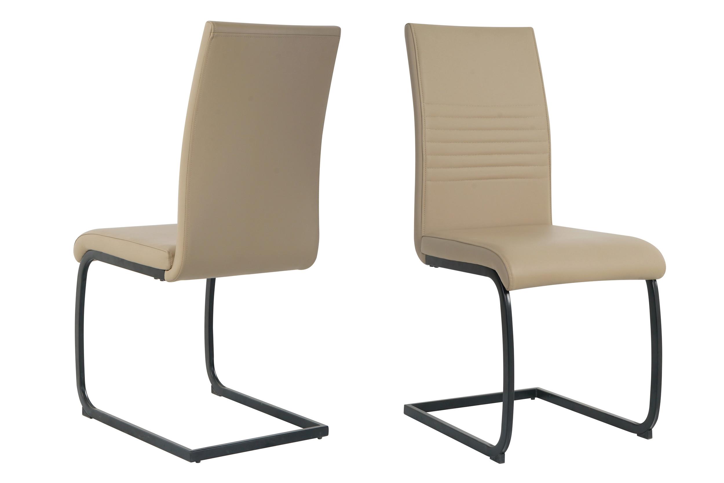 Stuhl-set Lederlook Taupe, B: 42cm - Taupe/Schwarz, Design, Kunststoff/Textil (42/97/59cm) - Livetastic