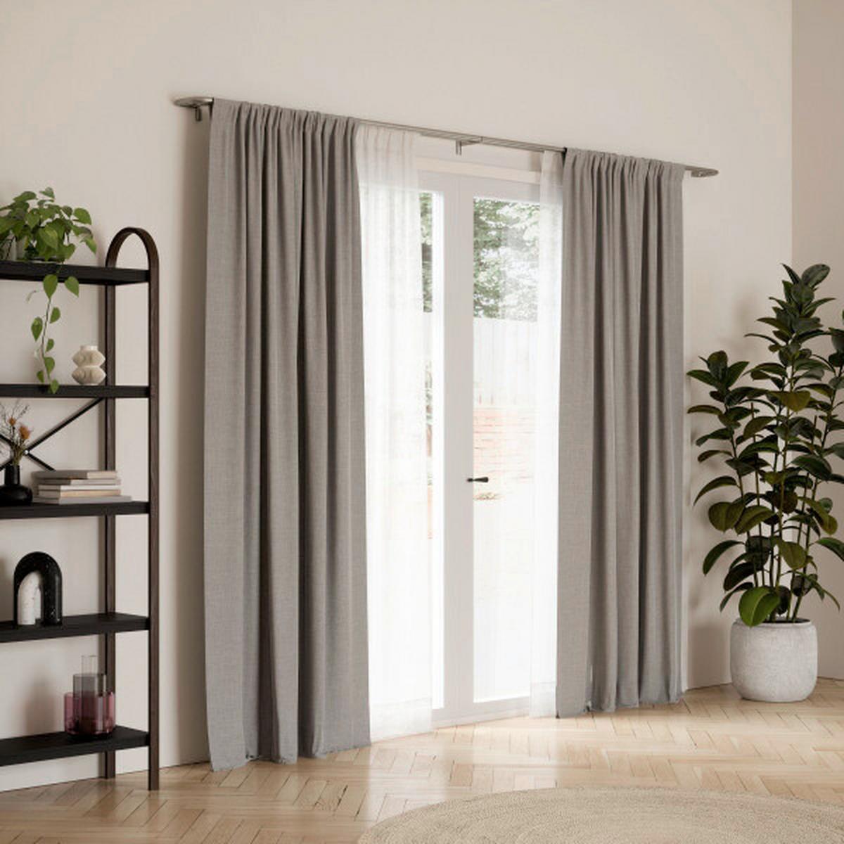 Vorhangstangenset Twilight Nickelfarben L: 76-213 cm - Nickelfarben, KONVENTIONELL, Kunststoff/Metall (76-213cm) - Umbra