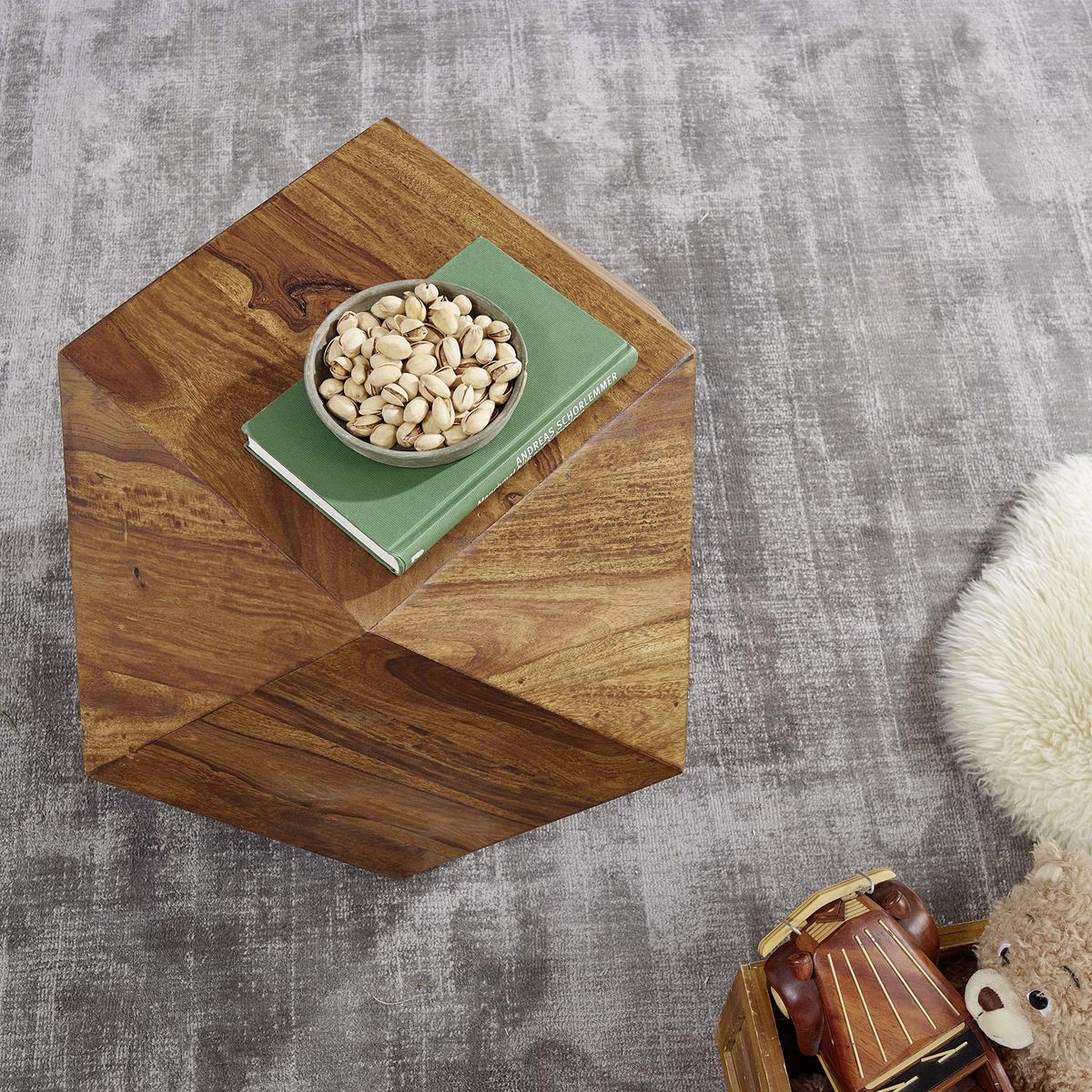 Couchtisch Holz Massiv Zwölfeckig, Sheesham - Sheeshamfarben, MODERN, Holz (57/42,50/57cm) - MID.YOU