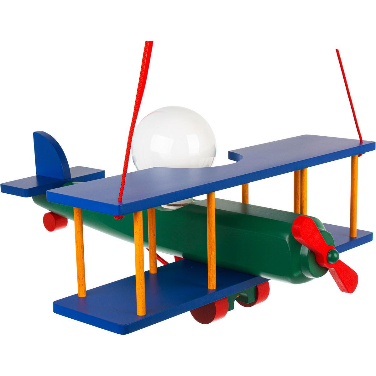 Kinderhängeleuchte Flugzeug H: 75 cm 1-Flammig - Multicolor, KONVENTIONELL, Holz (42/45/75cm)