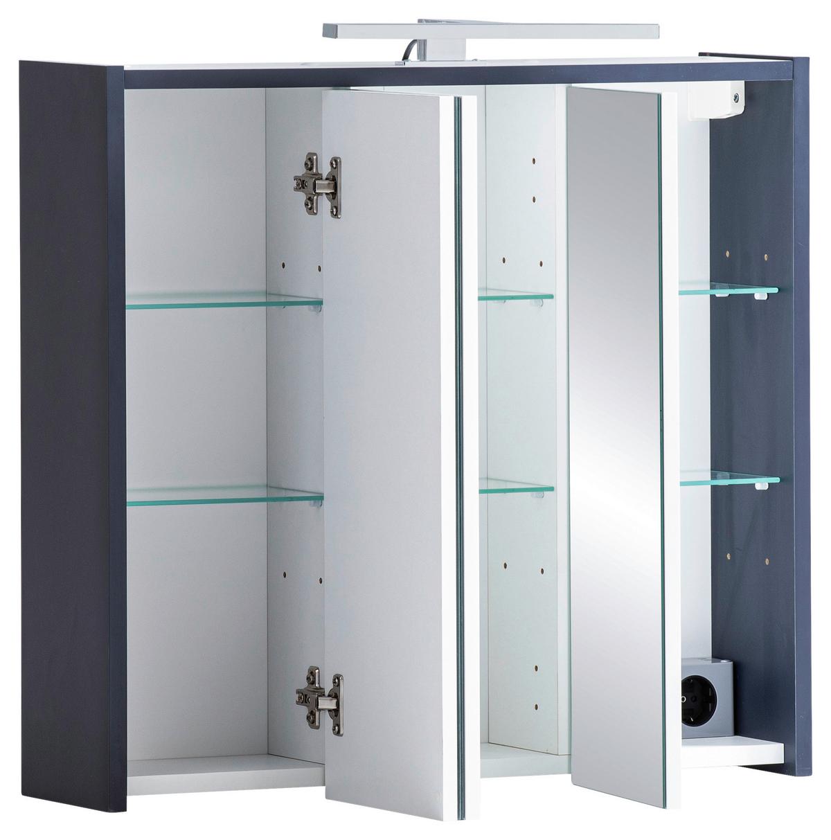 Spiegelschrank Lovis Sps 650 - Dunkelblau, MODERN, Glas/Holzwerkstoff (65,0/62,7/16,0cm) - MID.YOU