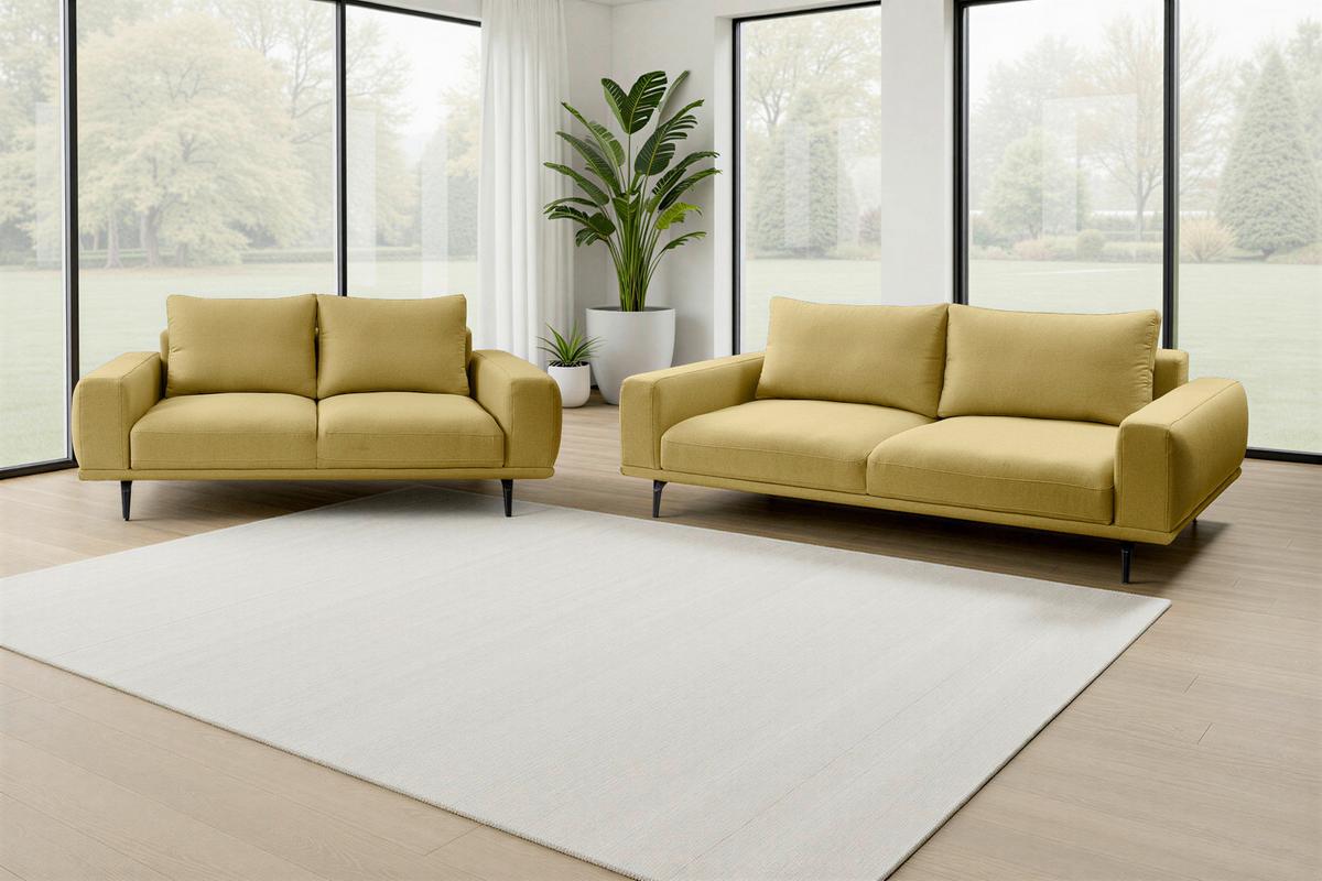 2-sitzer-sofa Selene Gelb, B: 202 Cm - Gelb/Schwarz, MODERN, Textil (202/89/115cm) - MID.YOU