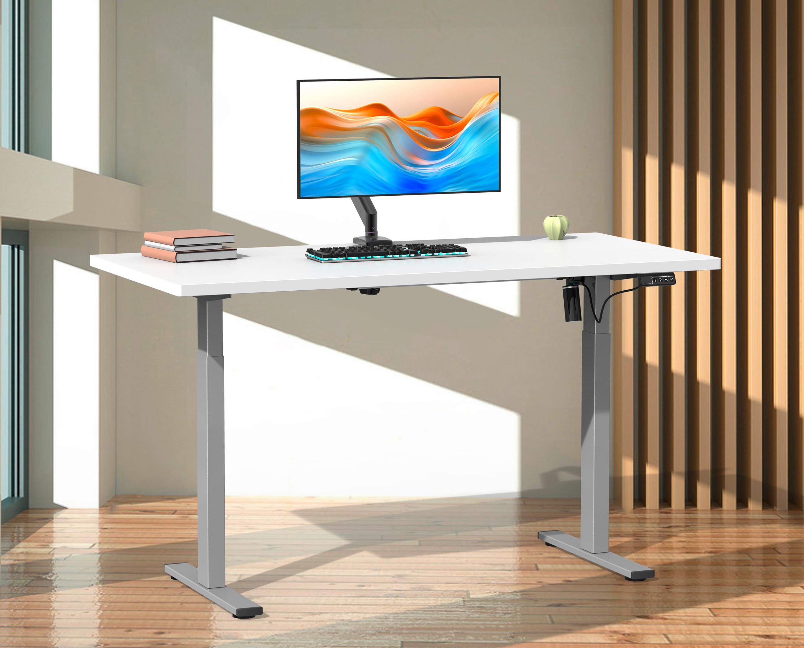 Schreibtisch E-lona Weiß/silberfarben B: 110 Cm - Silberfarben/Weiß, Design, Holzwerkstoff/Metall (110/71/80cm) - MID.YOU
