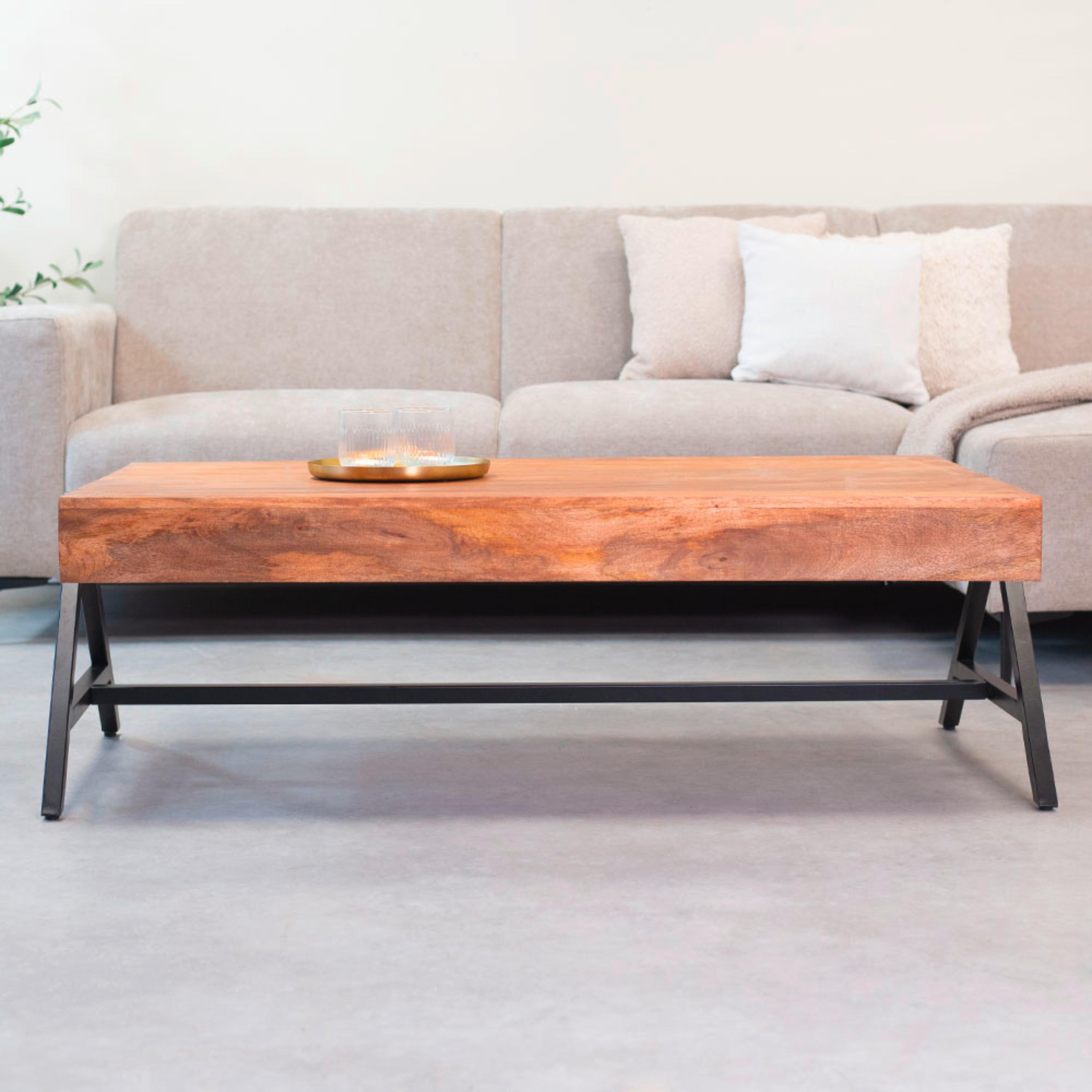Couchtisch Orlando Braun/schwarz, 70 Cm - Schwarz/Braun, MODERN, Holz/Metall (70/40/120cm) - MID.YOU
