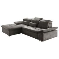 Ecksofa mit Schlaffunktion Wayne, Webstoff 188x276 cm - Dunkelgrau/Silberfarben, KONVENTIONELL, Holzwerkstoff/Textil (188/276cm) - MID.YOU