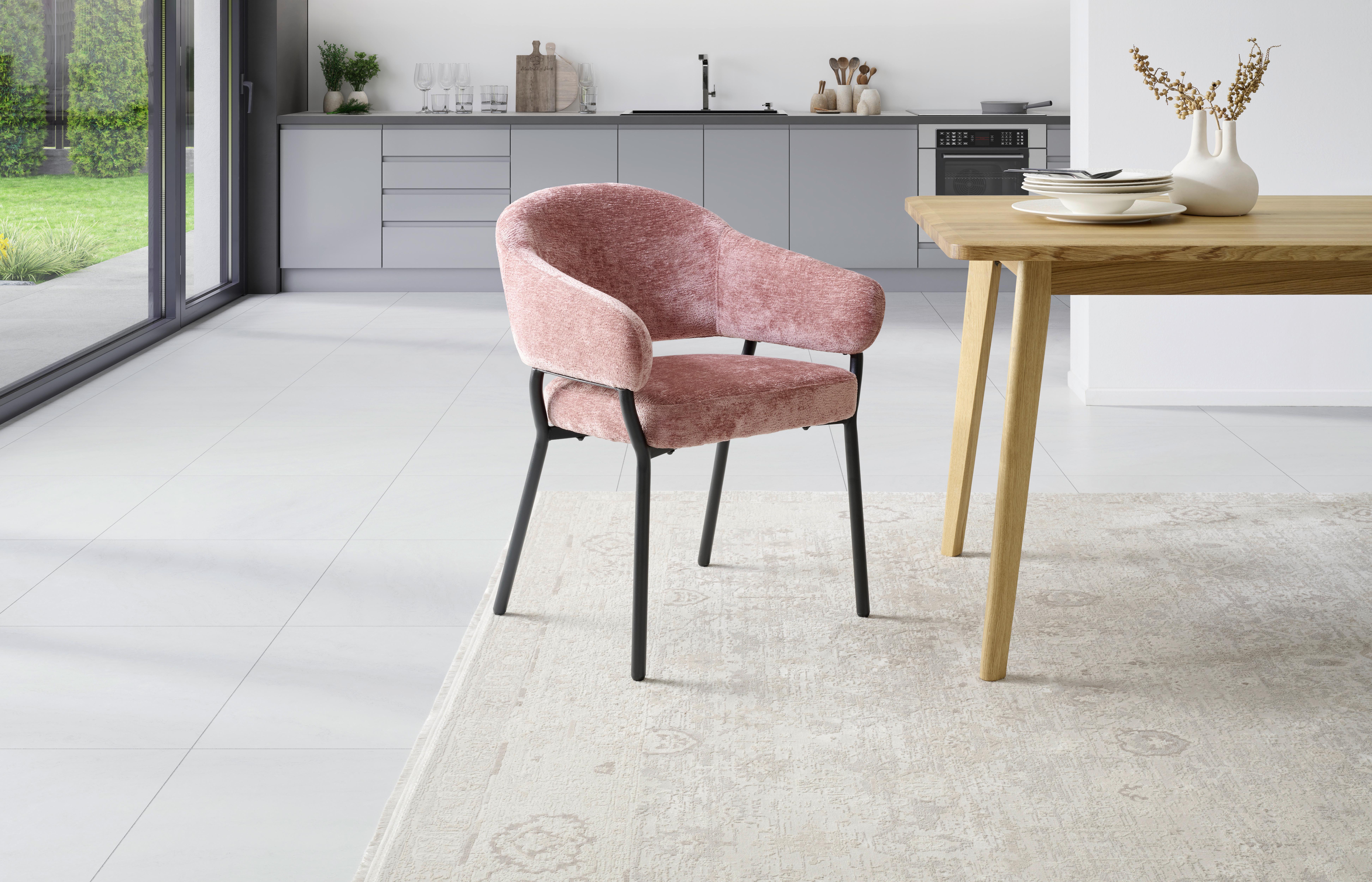 Armlehnstuhl Nova Mikrofaser Braun, B: 60 cm - Pink/Schwarz, KONVENTIONELL, Holz/Textil (60/80/62cm) - MID.YOU