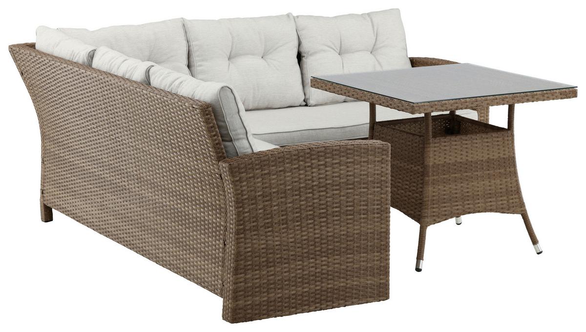 Loungegarnitur Watford - Braun, KONVENTIONELL, Holz - Gardenson