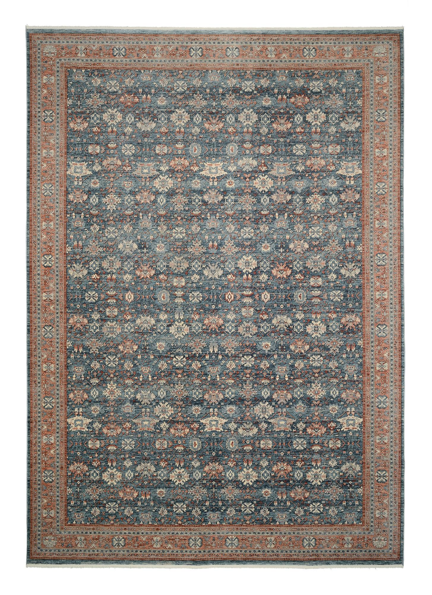 VINTAGE-TEPPICH PICARDIE - Blau/Terracotta, Design, Textil (65/130cm) - Novel