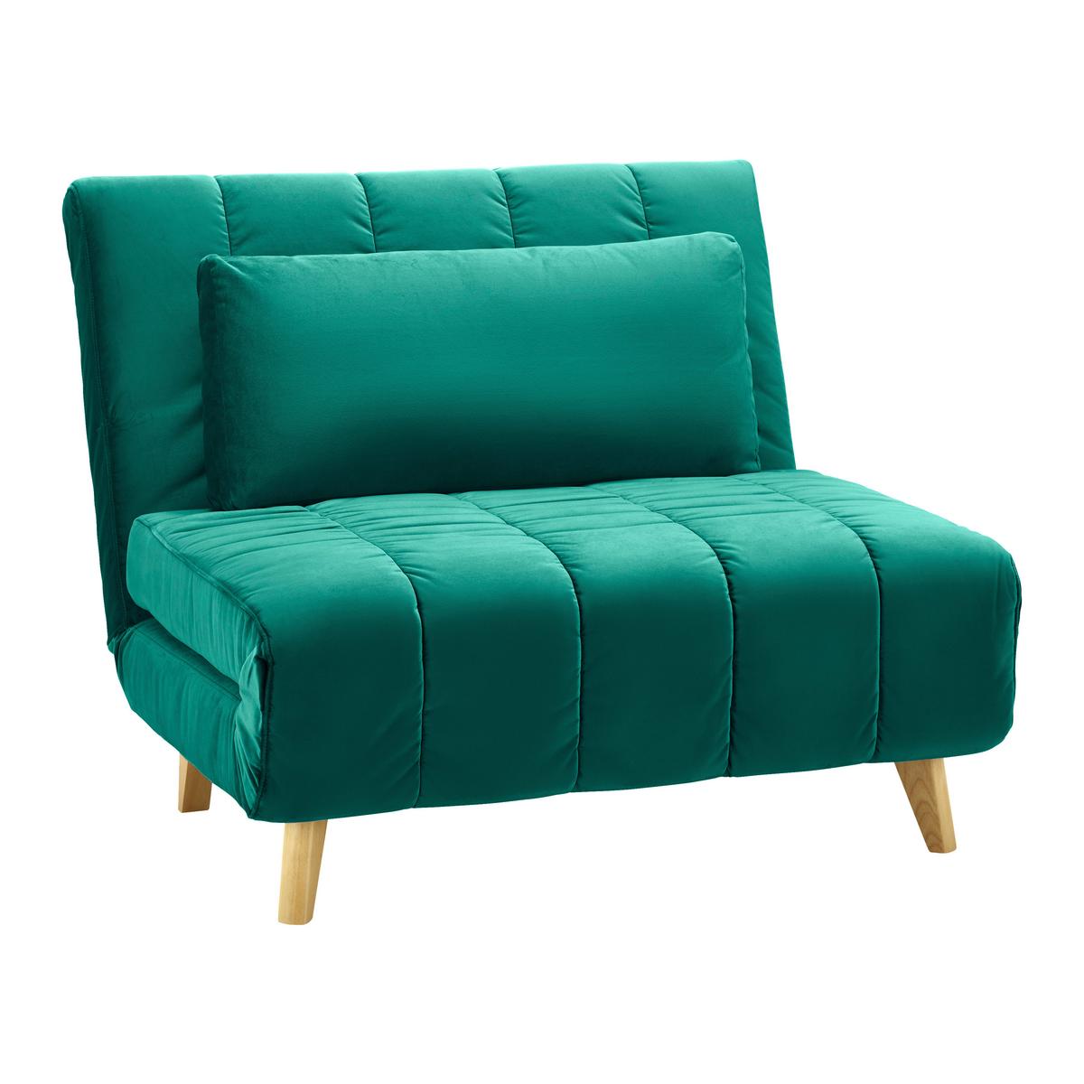 Rozkladacie kreslo Levin - zelené - zelená/prírodná farba, Modern, drevo/textil (103/94/82cm) - P & B