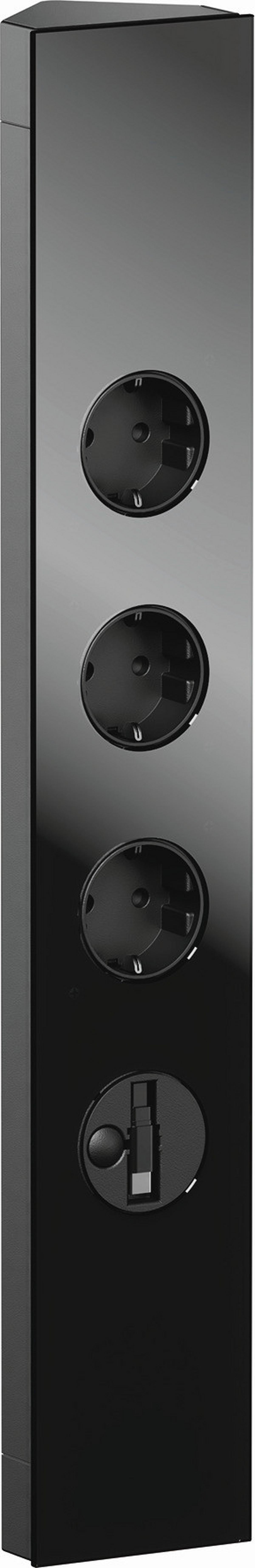 Steckdosenelement Power Eck - Schwarz, MODERN, Glas/Metall (7,5/46/5,7cm)
