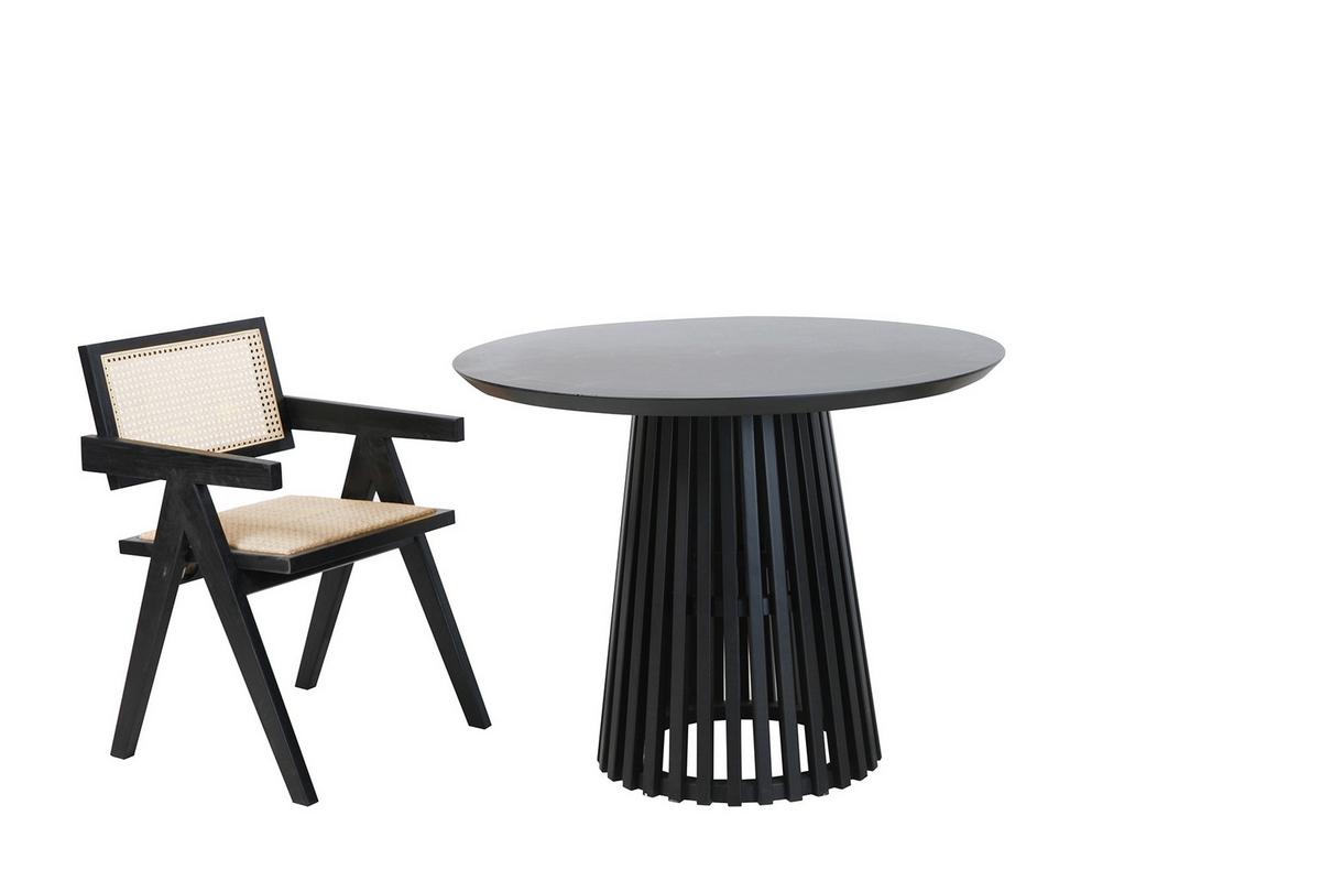 ARMLEHNSTUHL Schwarz/Naturfarben B: 52cm - Schwarz/Naturfarben, MODERN, Holz (52/78/58cm) - MID.YOU