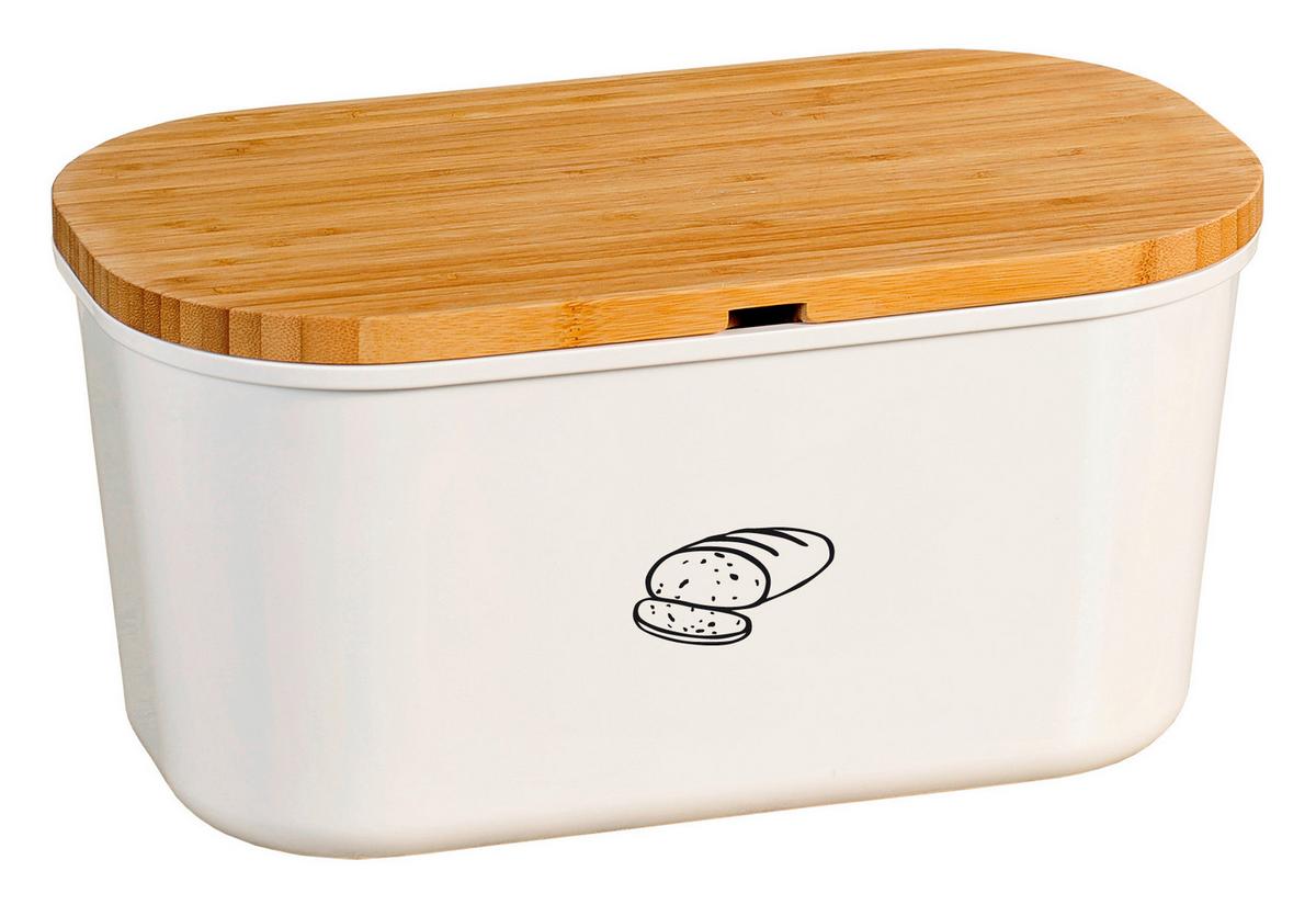 Brotkasten Naturfarben/Weiß B: 37 cm - Weiß/Naturfarben, Basics, Holz/Kunststoff (37/21/18.2cm) - Kesper