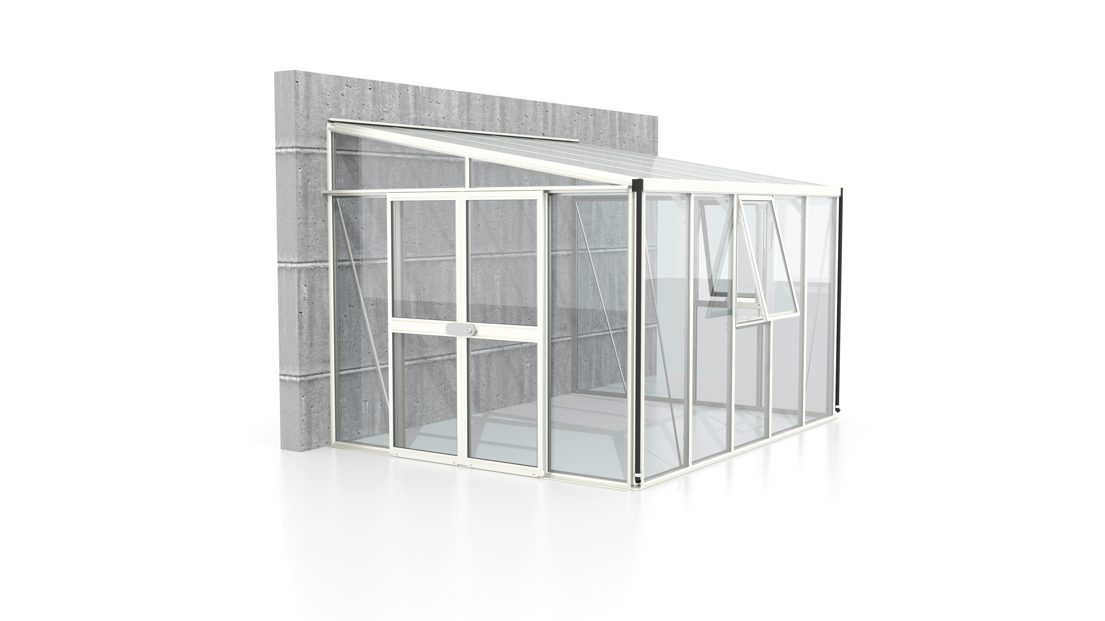 Anlehn-gewächshausbausatz Athena 8600 8,6 M2 - Weiß, Basics, Glas/Kunststoff (265,9/238,8/334,3cm)