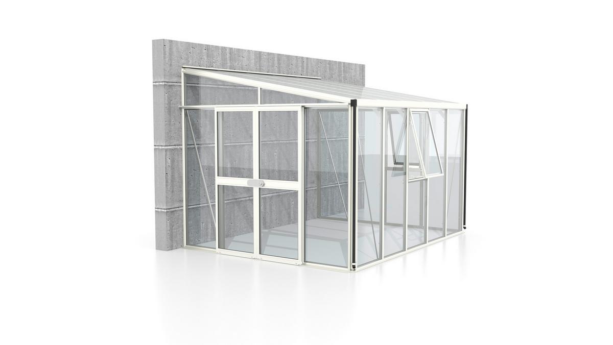 Anlehn-gewächshausbausatz Athena 8600 8,6 M2 - Weiß, Basics, Glas/Kunststoff (265,9/238,8/334,3cm)