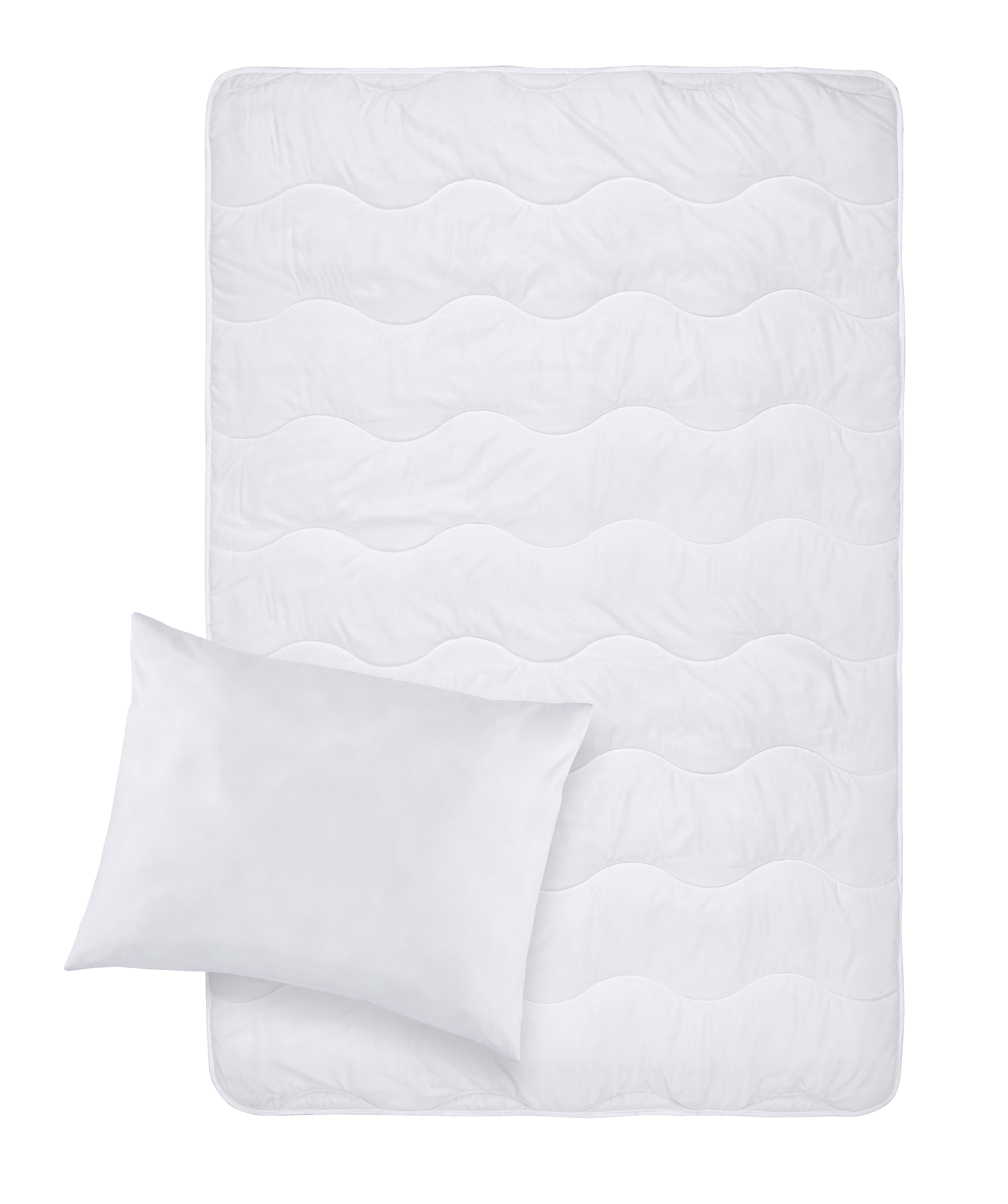 Souprava přikrývky a polštáře Sabine, 70/90 140/200cm - bílá, textil (70/140/90/200cm) - Based