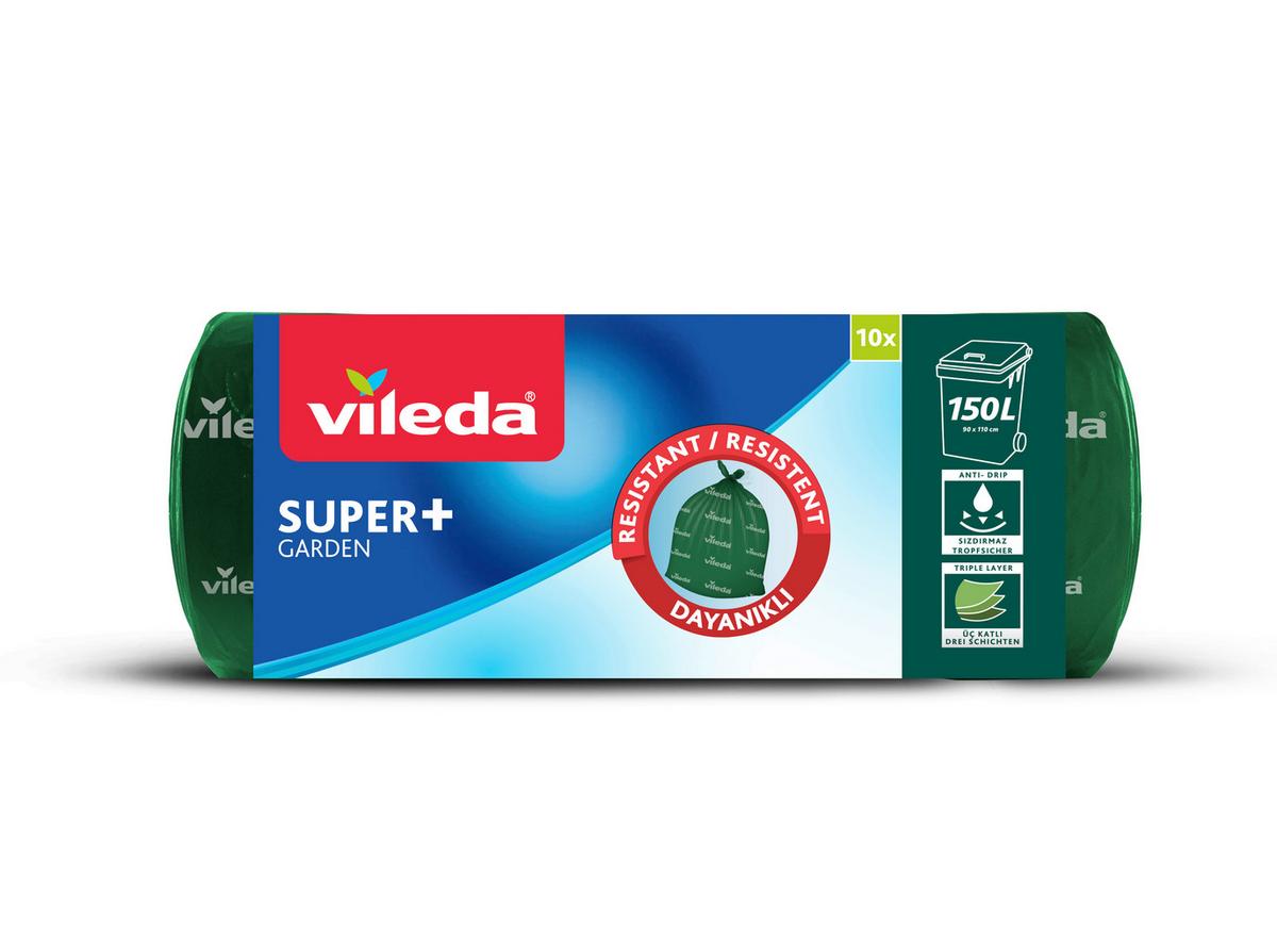 Szemeteszsák 150 Liter Vileda Super 10 Darab - sötétzöld, műanyag