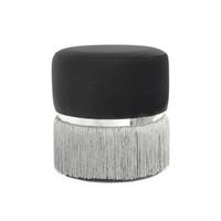 Pouf Samt/Edelstahl Grau/Schwarz DxH: 41x44,5 cm - Silberfarben/Schwarz, Basics, Holzwerkstoff/Textil (41/44,5/41cm) - Kayoom