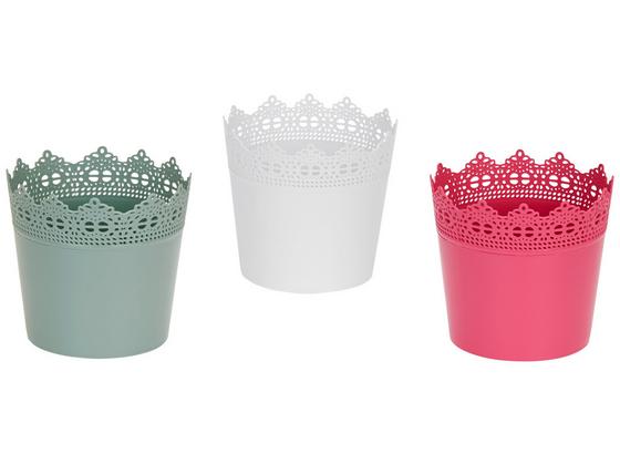Pflanztopf Kaspar - Rosa/Weiß, KONVENTIONELL, Kunststoff (9/11,6cm) - Ombra Pflanztopf Kaspar - Rosa/Weiß, KONVENTIONELL, Kunststoff (9/11,6cm) - Ombra