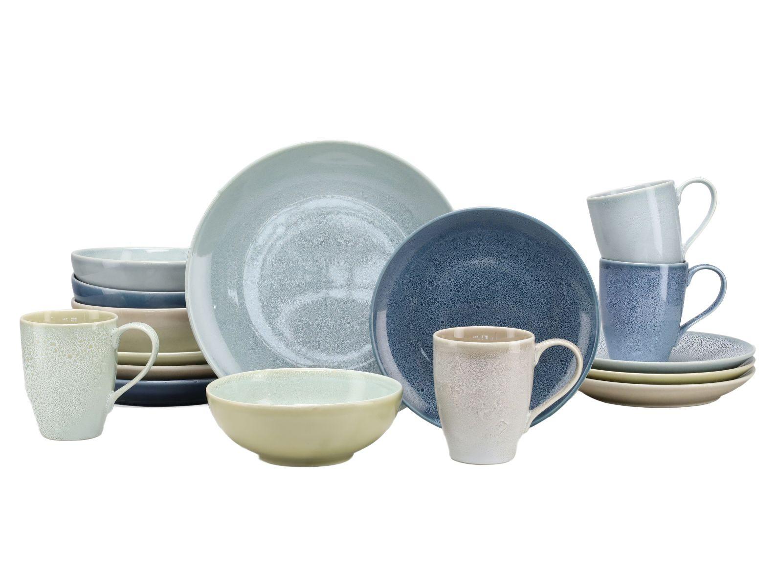 Kombiservice Reactive Keramik 4 Personen Geschirr Set - Multicolor, MODERN, Keramik - Creatable