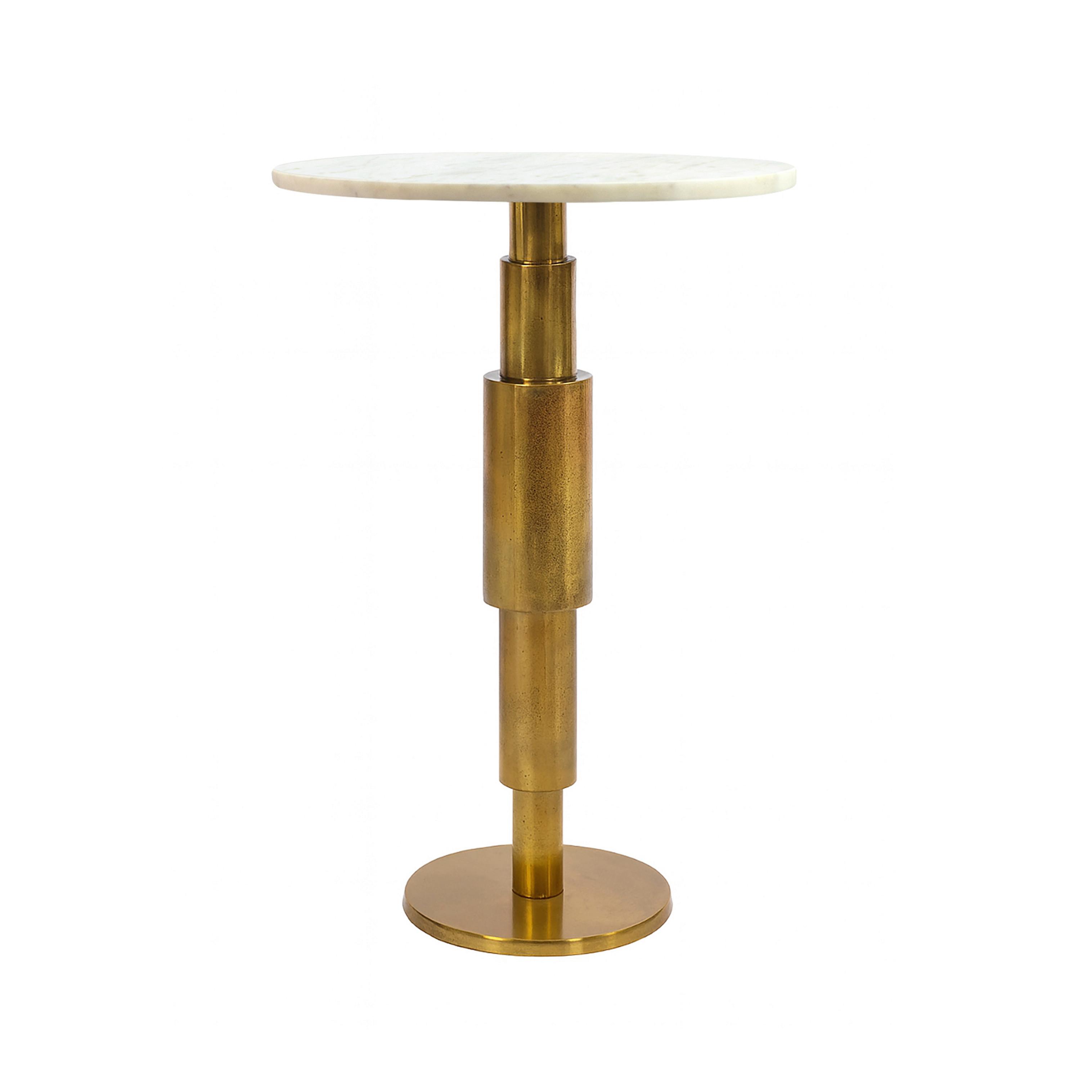 BEISTELLTISCH Weiß L: 37cm - Goldfarben/Weiß, Design, Stein/Metall (37/37/59cm) - Livetastic
