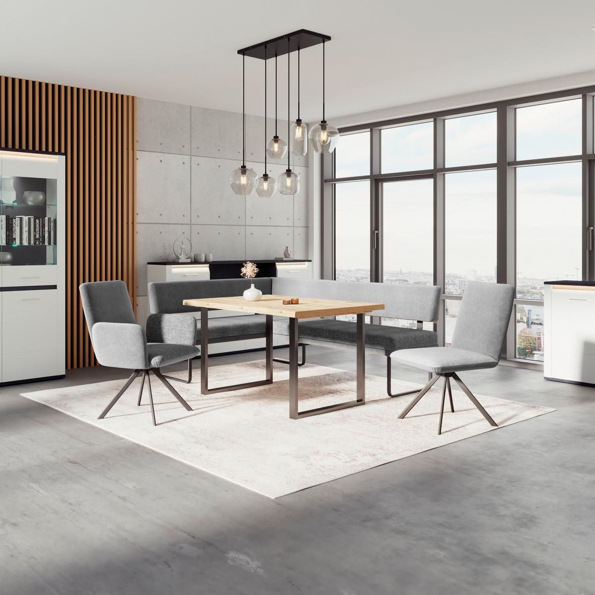 Eckbank Kian Webstoff Grau,  S:164x233 cm - Schwarz/Grau, Trend, Textil/Metall (164/233cm)