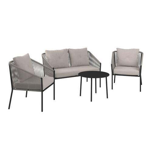 ZAHRADNÍ SADA REINI - šedá/tmavě šedá, Moderní, kov/textil (120/74/68cm) - Mömax