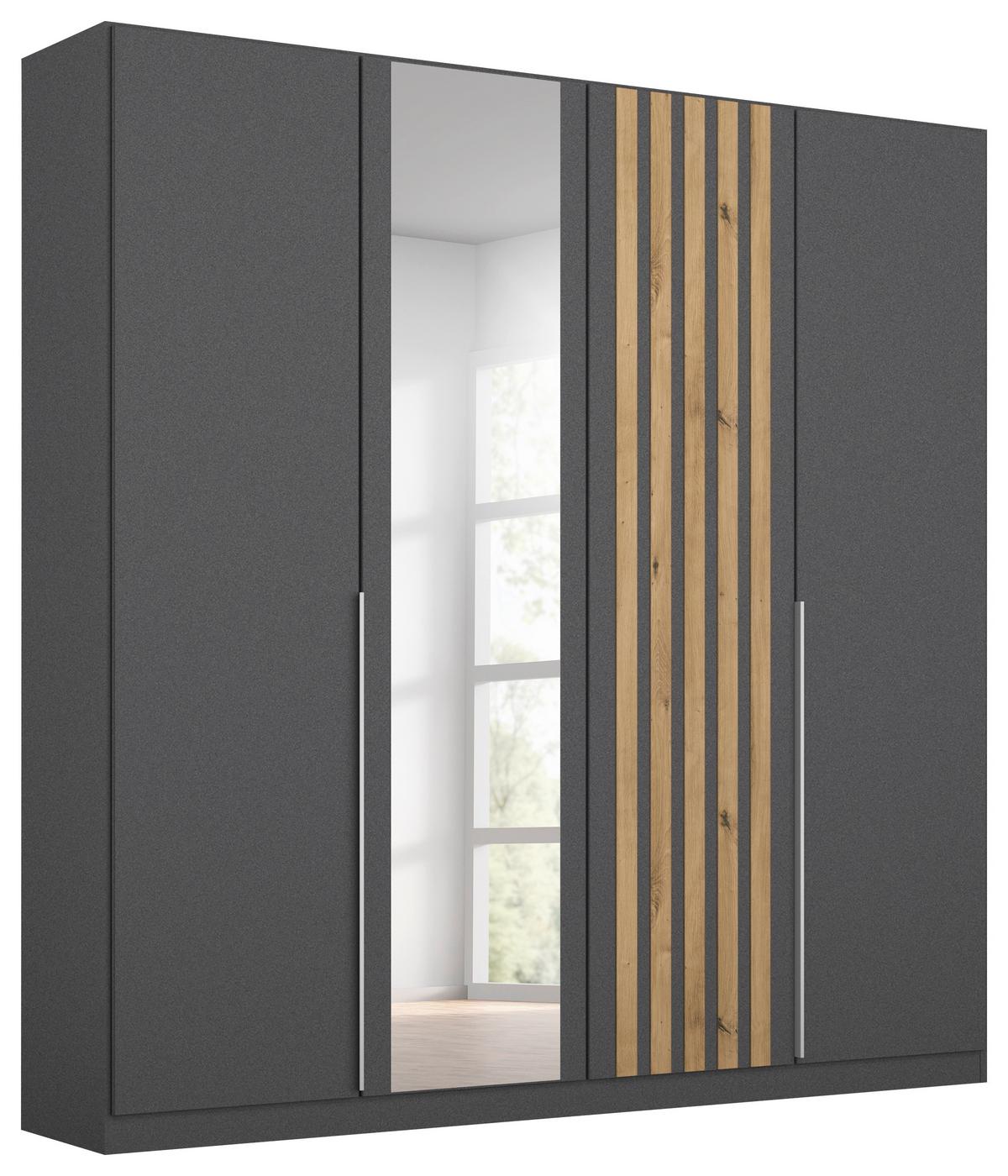 Drehtürenschrank 181 Cm Lamella Grau/eiche Dekor - Eiche Artisan/Grau, MODERN, Holzwerkstoff (181/210/54cm) - Rauch Möbel