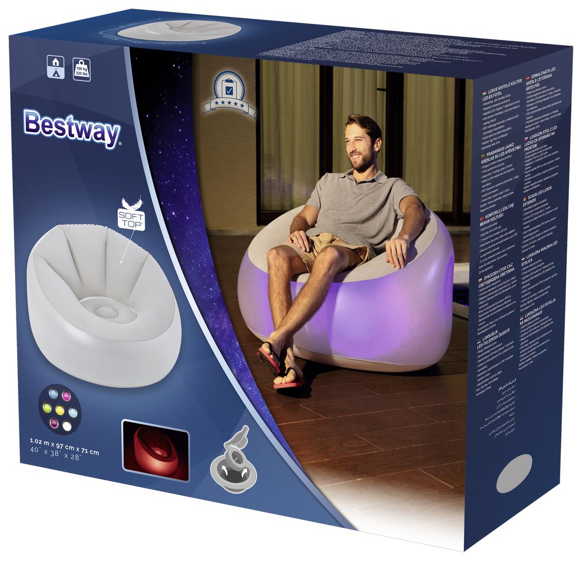 Luftsessel Luxury Outdoor Beige/Transparent mit Led - Transparent/Beige, MODERN, Kunststoff (102/97/71cm) - Bestway