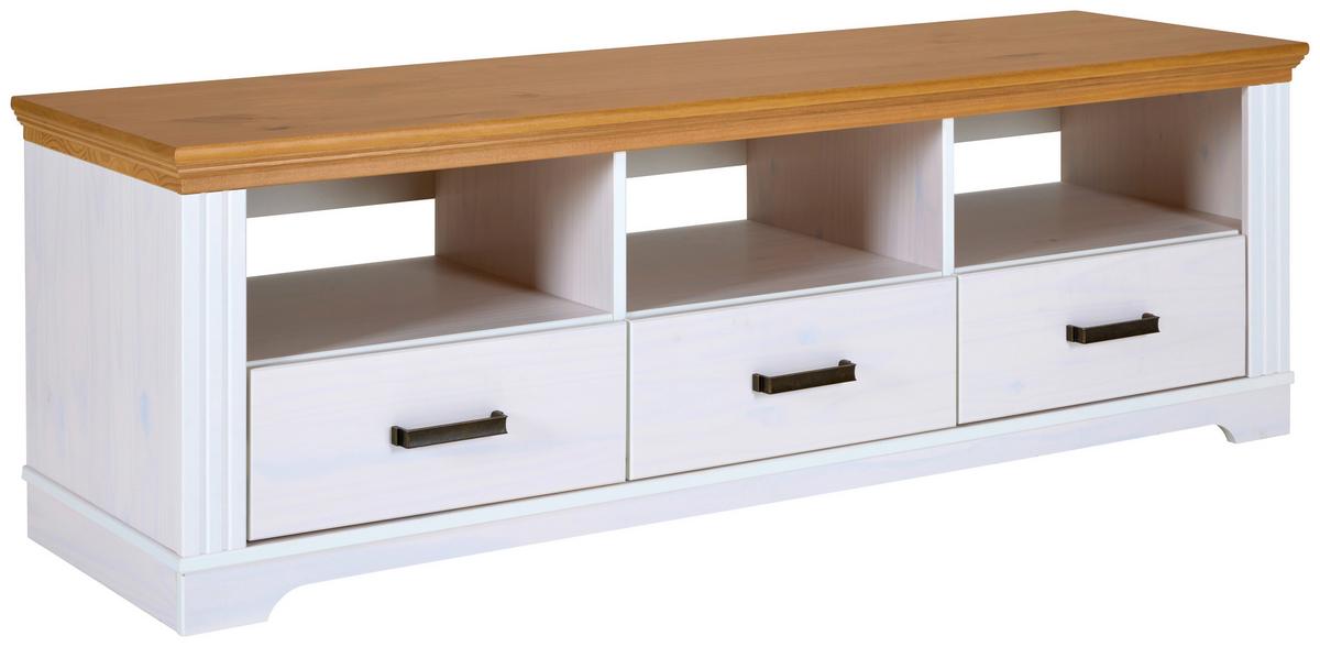 TV-Lowboard Maluno B: 166 cm Kiefer Massiv Weiß - Eichefarben/Weiß, MODERN, Holz (166/53/48cm) - Livetastic