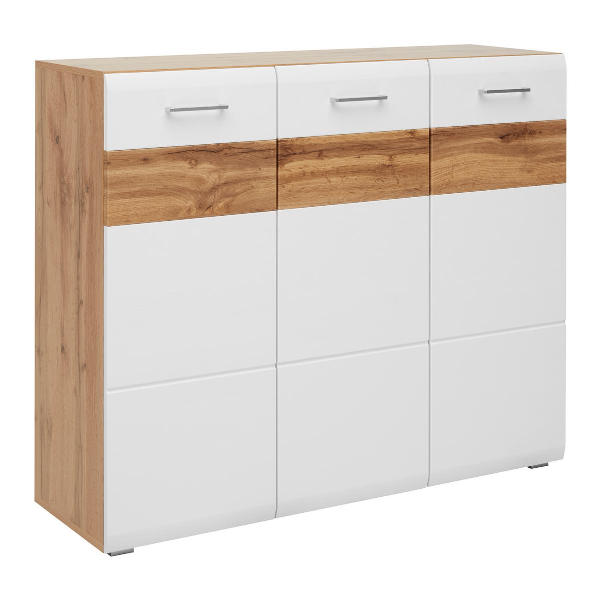 Botník FUNNY bílá/barva dubu - bílá/barvy dubu, Konvenční (126/104/40cm) - Mömax