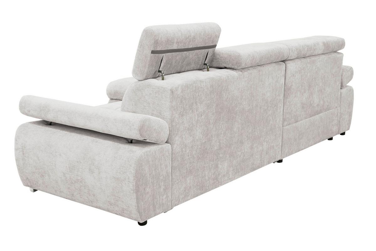 Rohová sedačka VEGAS, levá, světle šedá žinylka - barvy stříbra/světle šedá, Design, dřevo/textil (173/294cm)