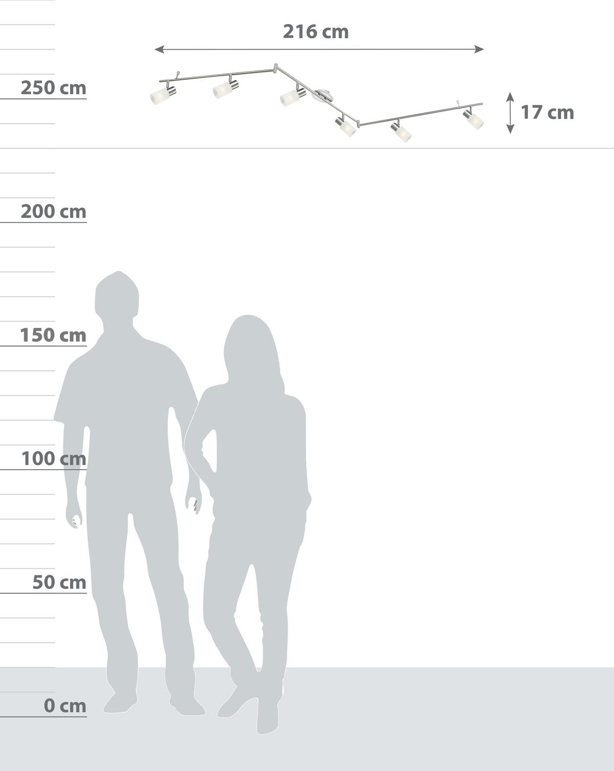 Spotlámpa Elke - króm/fehér, Konventionell, Üveg/fém (216cm) - James Wood