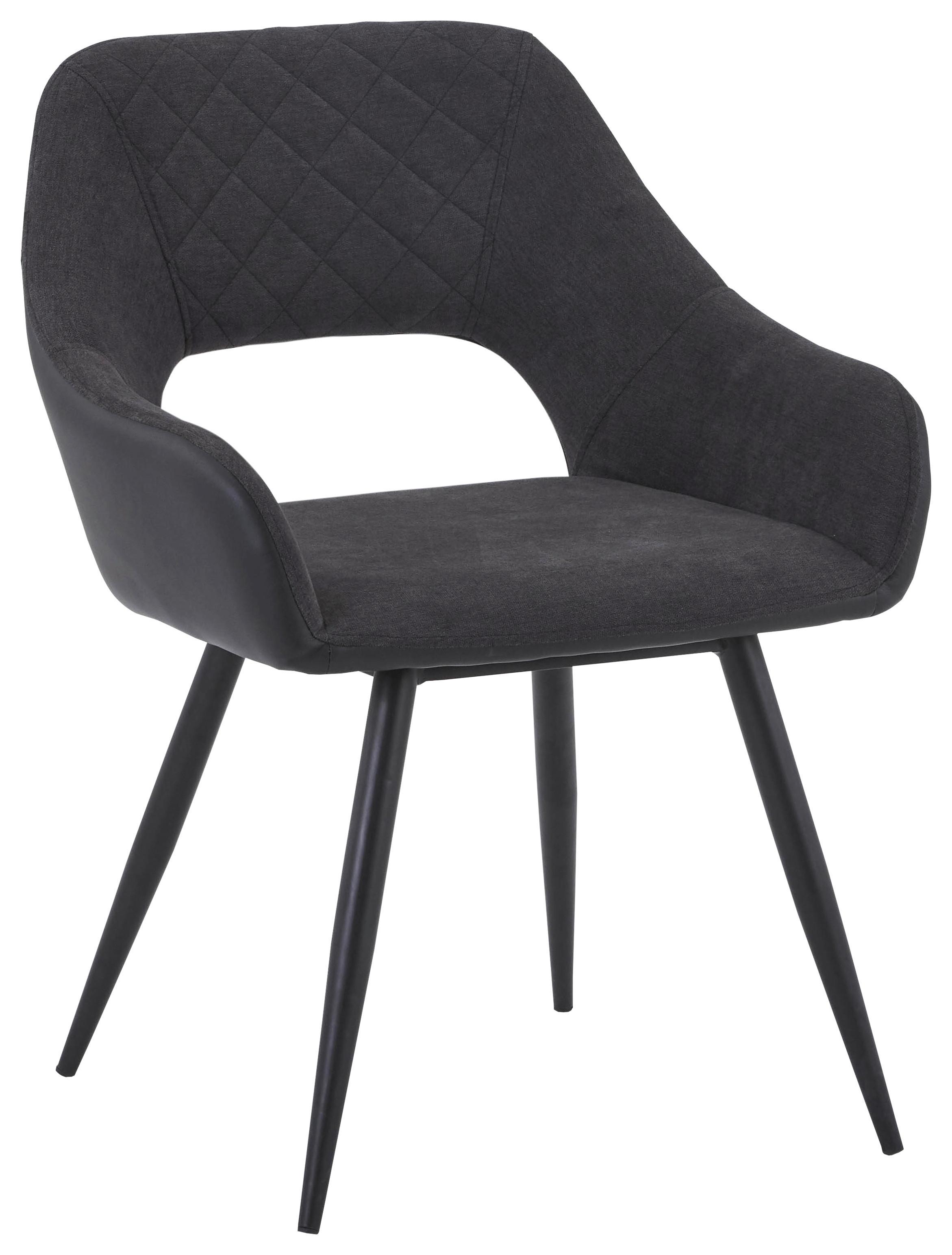 Armlehnstuhl Porto Lederlook Anthrazit Gepolstert - Anthrazit/Schwarz, MODERN, Textil/Metall (59/83/60cm) - MID.YOU