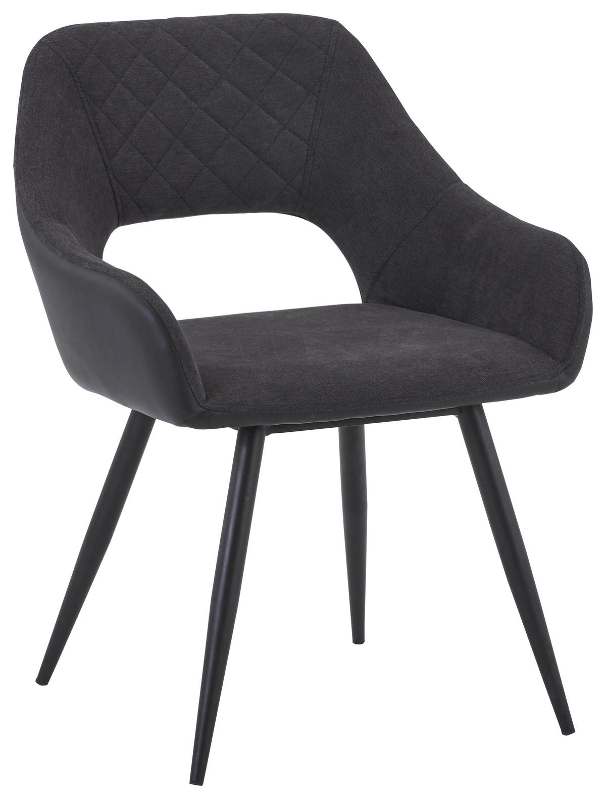 Armlehnstuhl Porto Lederlook Anthrazit Gepolstert - Anthrazit/Schwarz, MODERN, Textil/Metall (59/83/60cm) - MID.YOU