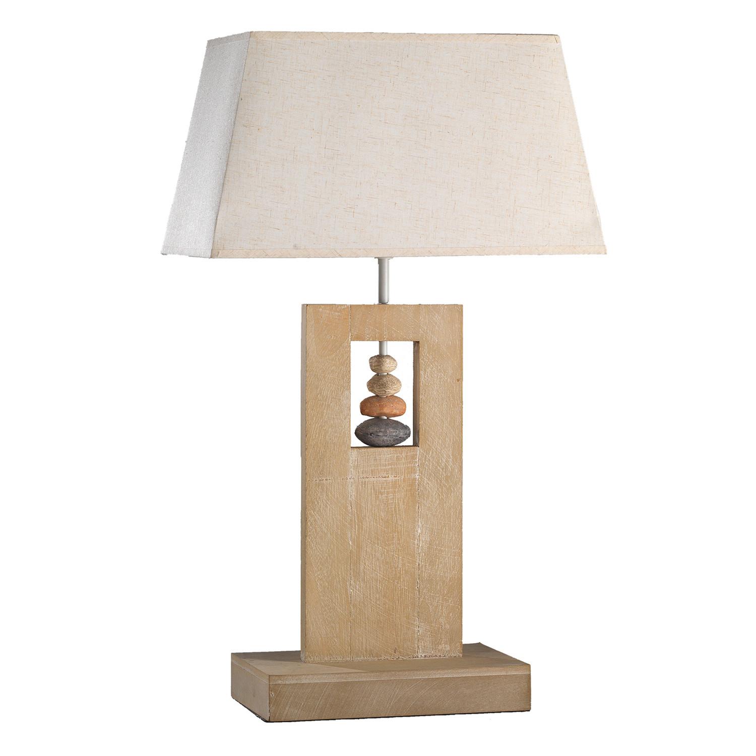 Tischleuchte 4849/Lg - Beige, Natur, Holz/Textil (45/23/75cm)