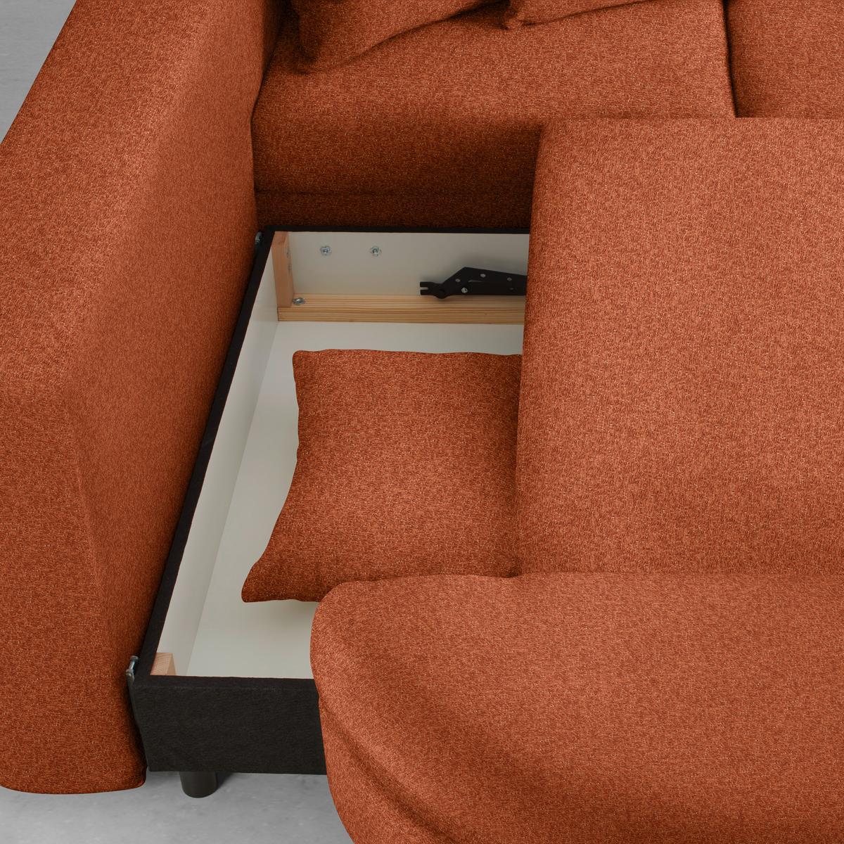 Rohová sedačka AXEL, levá, rezavá tkanina - černá/rezavá, Moderní, kov/textil (250/291cm) - Mömax