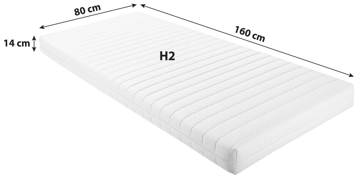 Kindermatratze Medallergen 80x160 Cm H2 H: 14 Cm - Weiß, MODERN, Textil (80/160cm) - MID.YOU