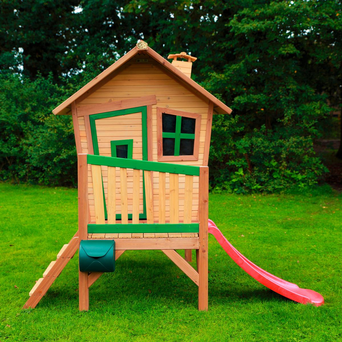 Spielhaus Natur, Rot L: 177 B: 264 H: 203 - Rot/Braun, LIFESTYLE, Holz/Kunststoff (177/264/203cm)