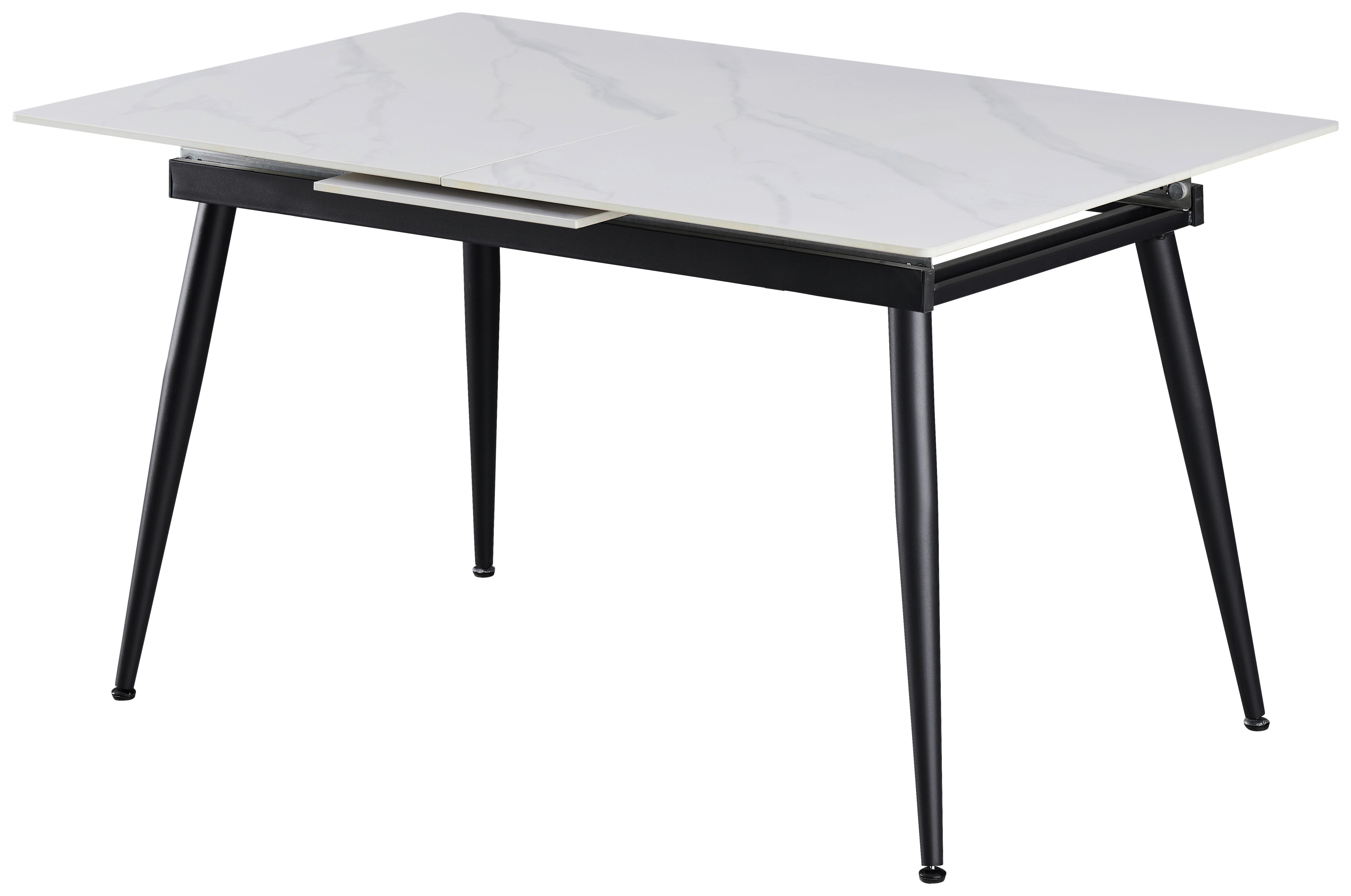 Ausziehtisch Otti Keramikplatte, ausziehbar - Schwarz/Weiß, MODERN, Keramik/Metall (140-180/75/90cm)