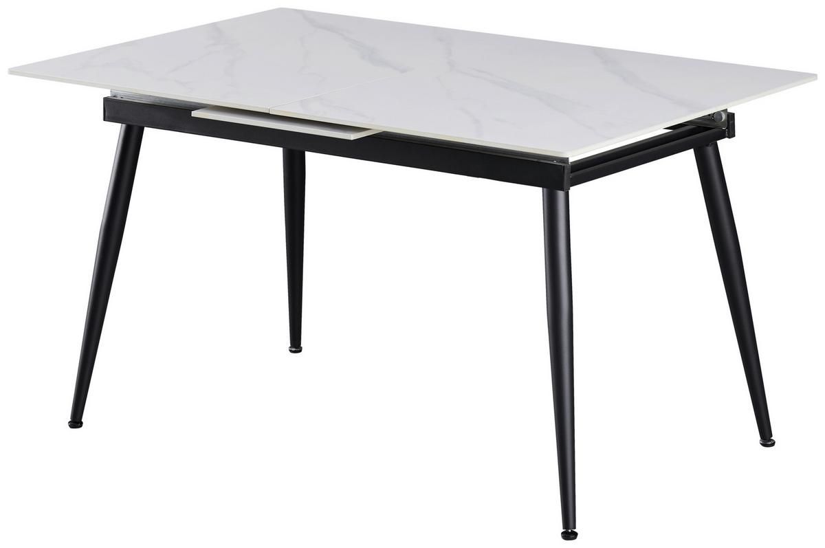 Ausziehtisch Otti Keramikplatte, ausziehbar - Schwarz/Weiß, MODERN, Keramik/Metall (140-180/75/90cm)